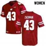 Women's Wisconsin Badgers NCAA #43 Preston Zachman Red Authentic Under Armour Stitched College Football Jersey RI31Y74ZC